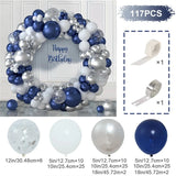 Taooba Color Palette 117Pcs Navy Blue Silver Balloon Garland Arch Kit Confetti Ballon Birthday Party Decor Kids Baby Shower Graduation Wedding Supply