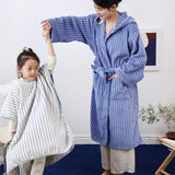 Taooba New Simple Fashion Yarn-Dyed Striped Rhombus Cotton Adult Bathrobe Absorbent Cloak Parent-Child Bathrobe