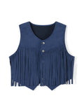 Taooba-Womens 70s Vintage Fringe Vest Faux Suede Tassel Waistcoat Irregular Hem Sleeveless Jacket Waistcoat Punk Rock Concert