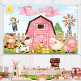 Farm Birthday Round Backdrop Child Red Barn Farm Animals Photography Supplies Baby Shower Barnyard Birthday Party Decoration