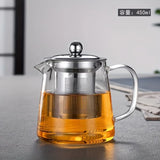 Taooba-1pc Glass Teapot With Stainless Steel Infuser Heat Resistant Glass Tea Pot Summer Winter Drinkware Teapot for Afternoon tea