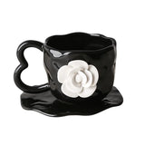 Taooba-Camellia flower ceramic mug coffee cup handcrafted irregular flower milk tea cup Korean style breakfast mug beverage cup