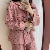 Taooba Large Size Sexy Nightwear Women Sleepwear Autumn and Winter Cardigan Home Wear Peach Heart Long Sleeves School Silk Pajamas