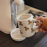 Taooba-Cute Chocolate  Bear Ceramics Mug with Handle  Cartoon Bears Coffee Milk Cup Table Decroation Water Cups