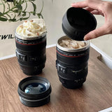 Coffee Cups Vacuum Cup SLR Lens Cup Camera Lens Model Plastic Casual Cup with Lid EF24-105mm Coffee Mug Coffee Mug Creative Gif