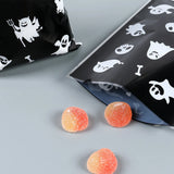 50pcs Halloween Cellophane Packing Bag Halloween Party Decor Trick or Treat Bags Bat Witch Ghost Printed Plastic Candy Gift Bag