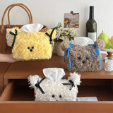 Cute Plush Dog Tissue Box, Creative Paper Drawing Box, Women's Fabric Tissue Bag, Home Desktop Tissue Storage Bag Decoration