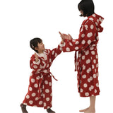 Taooba Parent child polka dot style bathrobe, long staple cotton hooded children's and adult hotel home bathrobe