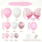 Taooba Color Palette 73pcs Pink Bow Balloon Corolla Arched Set Pink White Rose Red Bow Aluminum Foil Balloon