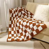 Taooba-Checkerboard Plaid Knitted  Woolen  Blanket Warm Soft Fleece Sofa  Throw Blankets Cozy Nap Blanket Cover   Bedspread Bedding