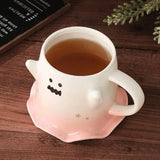 1pc Cartoon Mug With Spoon Cute Ghost Elf Ceramic Cup Coffee Water Milk Juice Cup Novelty Gifts for Friends Lovers Couple Cups