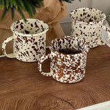 Homemade Caramel Enamel Household Splash Ink Mug Water Cup Milk Cup Enamel Cup Mugs Coffee Cups Cute