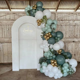 Taooba Color Palette 136pcs Dusty Green Blue Balloon Garland Arch Kit Sand White Beige Balloons for Boho Baby Bridal Shower Wedding Party Decorations