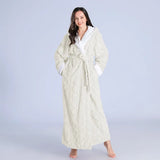 Taooba Ladies Cute Bathrobe Autumn Winter Extended Hooded Nightgown Soft Sleepwear Women's Jacquard Flannel Pyjamas Thicker Warm