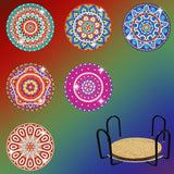 Taooba-8pcs/set DIY Diamond Painted Coaster Mandura Coaster Animal Diamond Embroidery Round Coasters Table Placemat Home Decor