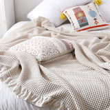 Taooba 100% Cotton Soft Bed Plaid Home Japenese Knitted Blanket Corn Grain Waffle Embossed Summer Ruffles Warm Plaid Throw Bedspread