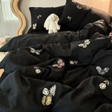 Duvet Set Ins Luxury Style Butterfly Embryos Bedding Set Comforter Cover  Four Pieces Washing Cotton  Queen Size Bed Sheet Set