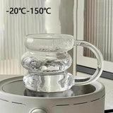 Taooba-1pc 430ml Fun cup Irregular Clear Heat Resistant Glass Coffee Mug Latte Cup Milk Water Cocktail Glass Cup Small Niche Design