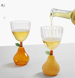 Taooba-Fruit Stem Goblet Glass Cocktail Glass Wine Glass Cup Ice Cream Dessert Glass Drinking Glasses