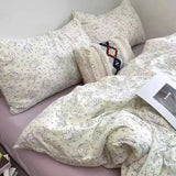 Cute Rabbit Bedding Set No Filler Ins Style Cream Purple Duvet Cover Flat Sheet Pillowcase Twin Queen Size Girl Boy Home Textile