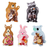 10pcs Cartoon Animal Gift Bags Clear Plastic Bags for Birthday Party Baby Shower Kids Treats Candy Sweet Chocolate Packaging Bag