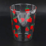 1pc Glass Water Cup Strawberry Clear Tumbler With Lid And Straw Transparent Bottle Wide Mouth Glass Cup for Home Office Outdoor