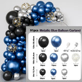 Taooba Color Palette 91pcs Metallic Blue Black Balloon Arch Garland Kit.Birthday Gender Reveal Baby Shower bachelorette ball party decorations