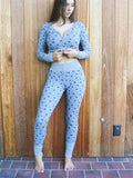 Taooba-2 Piece Homesuit Sets Y2k Heart Print Long Sleeve Crop Tops Skinny Tee Shirt High Waist Pants Casual Fall Women Loungewear