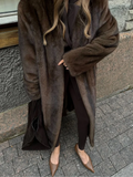 Taooba Women's Luxury Soft Thicken Warm Hairy Faux Fox Fur Coat Fashion Oversized Brown Long Sleeve Fluffy Jacket 2024 Lady Streetwear