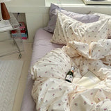 Ins Style Bedding Set No Filler Boys Girls Duvet Cover Pillowcase Flat Sheet Full Queen Size Home Decor Bed Linens