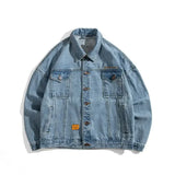 Taooba Men's Denim Jacket Blue Button Male Jean Coats with Embroidery Loose Big Size Worn Casual Cowboy Low Price Cheap Stylish Trendy