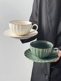 Taooba--Retro Coffee Cup And Plate Set Ceramic Mug High-end Exquisite Latte Cup High-end Afternoon Tea Set