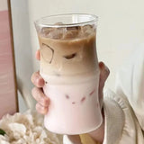 Taooba-Ins Style Coffee Cup High Temperature Glass Bamboo Knot Mug Cute Cold Drink Milk Latte Cup Microwaveable Clear Glass Drinkware