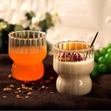 Taooba-1pc 300ml Glass Cup Water Cup Coffee Mug Heat-resistant Breakfast Milk Latte Ice Cream Cup Drinking Utensil Summer Drink Cup