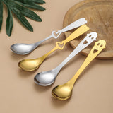 Taooba-Stainless Steel Coffee Scoop Hollow Heart Ice Cream Spoon Smile Face Design Wedding Souvenir Spoon Gifts for Kids Kitchen tool