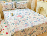 100% Cotton Bed Sheets Flower Printed Flat Sheet Cover Plaid Lattice Bedspreads Home Textile Without Pillowcase