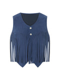 Taooba-Womens 70s Vintage Fringe Vest Faux Suede Tassel Waistcoat Irregular Hem Sleeveless Jacket Waistcoat Punk Rock Concert