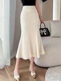 Taooba High Waist Mermaid Skirts Women New Arrival 2024 Korean Style Solid Color Office Ladies Elegant Slim Long Skirt