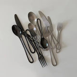 Taooba-Simple Western Food Knife, Fork, Spoon, Stainless Steel Dessert Tableware, Hollowed Out Geometric Stainless Travel Cutlery Set