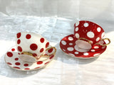 Taooba--Red and White Polka Dot Ceramic Modern Chinese and Western Combined Appearance Level Retro Mug