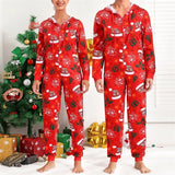 Taooba-Christmas Pajama Set for Couples Cute Print Hooded Zipper 1 Piece Rompers Loungewear Sleepwear Family Holiday Homewear