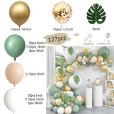 Taooba Color Palette Retro Green Balloon Garland Arch Kit Wedding Birthday Balloons Decoration Party White Balloons For Baby Shower Decor Supplies