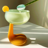 Taooba-Cute Duck Palm Goblet Dessert Glass Mug Ice Cream Cup Colored Borosilicate Glass Cup Cereal Bowl Cocktail Glass