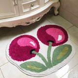 Taooba Christmas gift 1pc Cute Cherry Tufted Rug Doormat Soft Thick Fluffy Tufted Bathroom Absorbent Rug Bathroom Bedroom Entrance Floor Mat