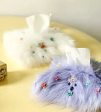 Taooba-Cute Plush Monster Drawer Box Tissue Box with Little Hairpin DIY Room Table Drawer Paper Holder Paper Box Cover