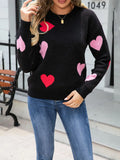 Taooba-Valentine's Day Knitted Heart Sexy Club Women Sweater O Neck Long Slevee Pullovers Soft Casual Streetwear Fashion Top Tee Female