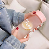 Taooba-600ml Outdoor Water Bottle Large Capacity Sports Frosted Plastic Cup Portable Rope Plastic Bottle Gift Water Bottles for Girls