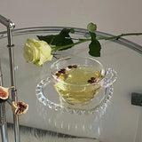 Glass Mug French Heart Glass Coffee Cup Plate Breakfast Milk Cup Cute Tea Cup Water Cup Drinking Utensils Cup And Dish