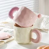 Taooba--Milk Lace-up Cover Scoop Cute Girl High Appearance Level Ceramic Coffee Mug