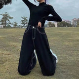 Taooba-Spring Autumn New Fashion High Waist Pocket Solid Color Wide Legs Casual Versatile Western Commuting Loose Clothing Women Pants